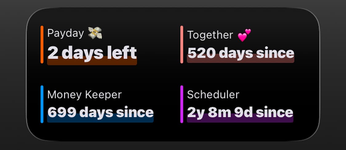 Dayte Countdown Widgets for iPhone