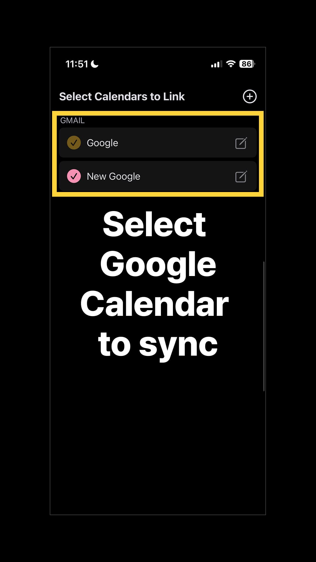 Choose the Google Calendar you want to sync.