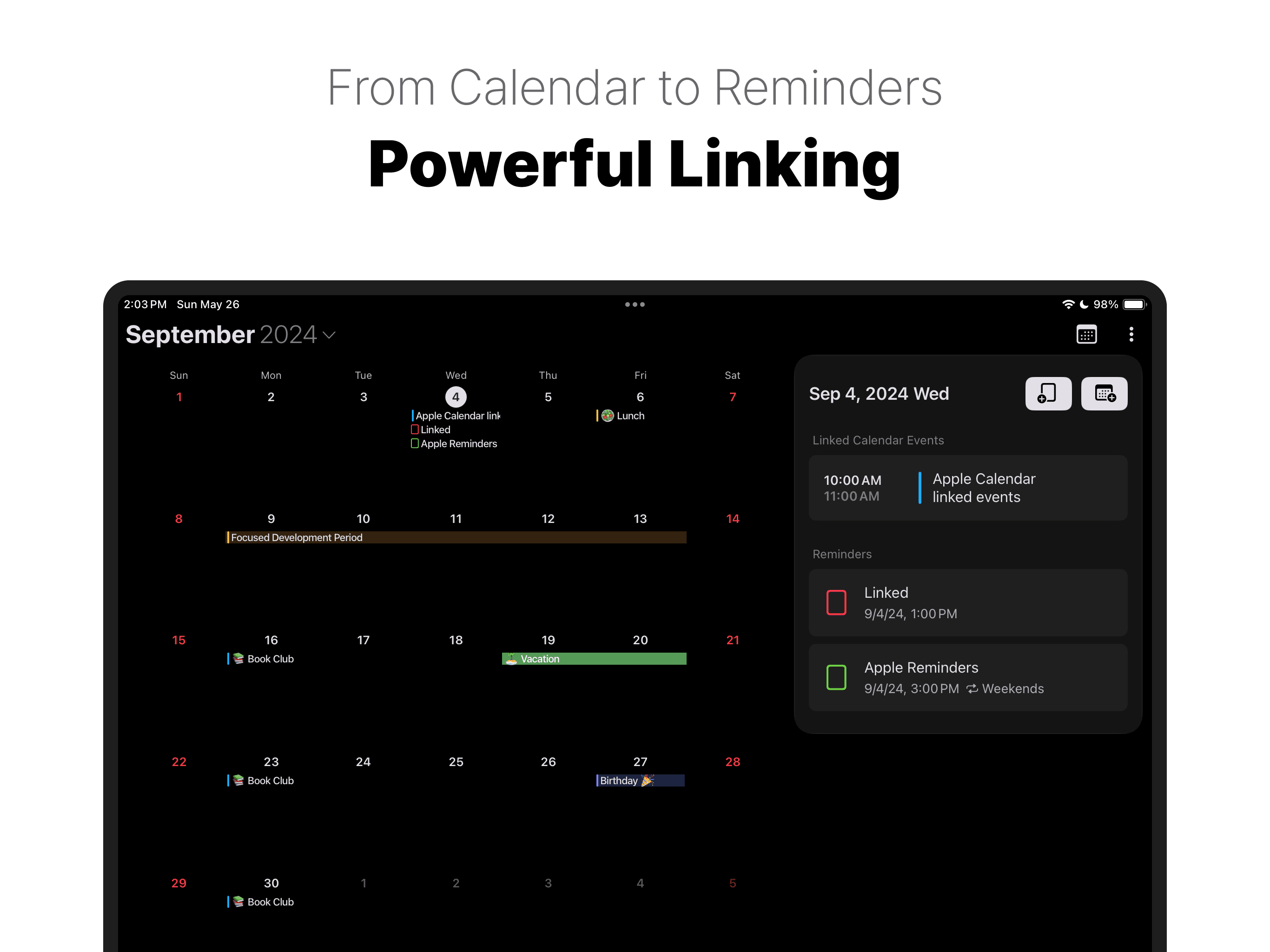 From calendar to reminders: powerful integration - iPhone, iPad, Mac A Minimalist's Calendar App