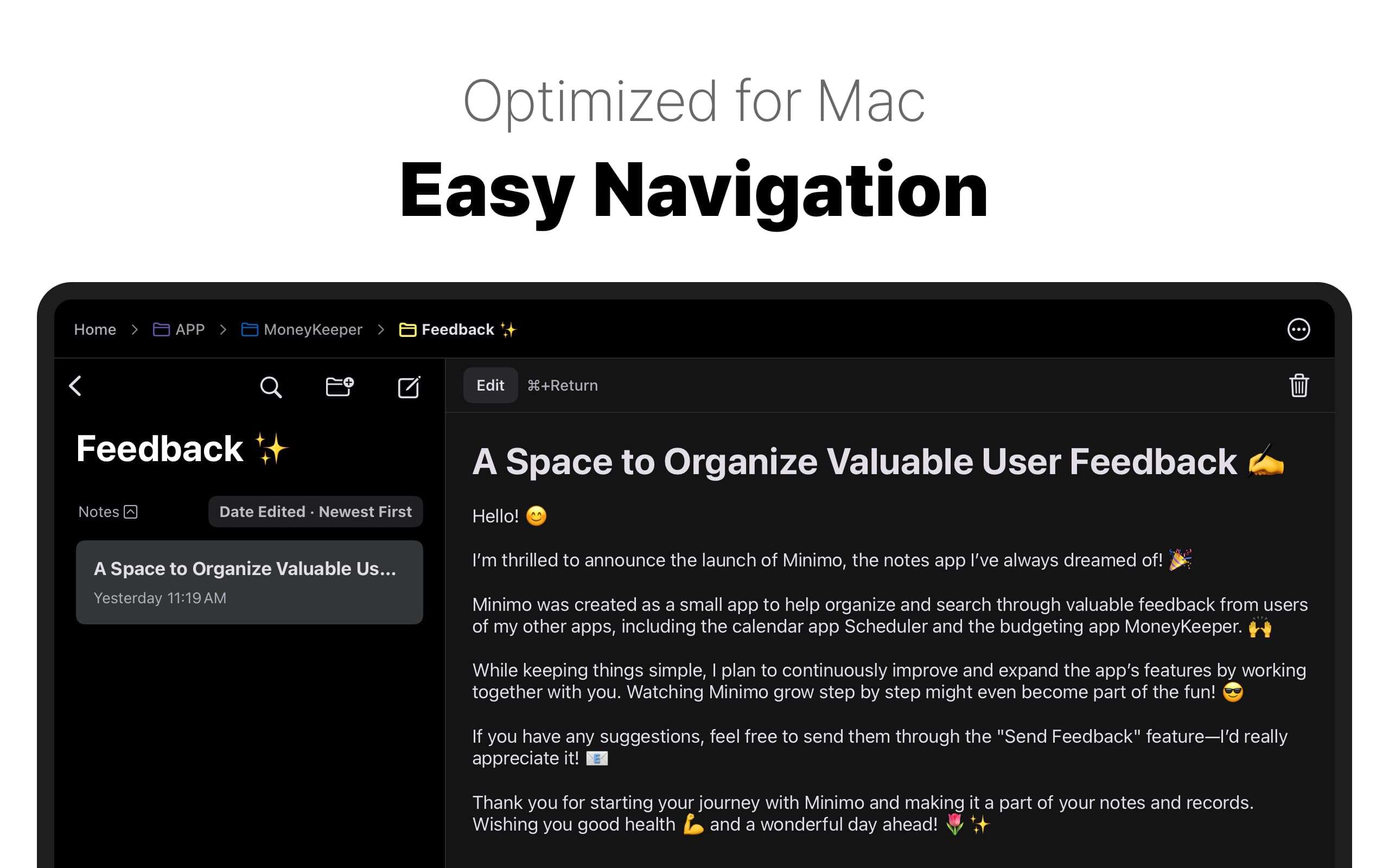 'Easy Navigation' Optimized for Mac and iPad