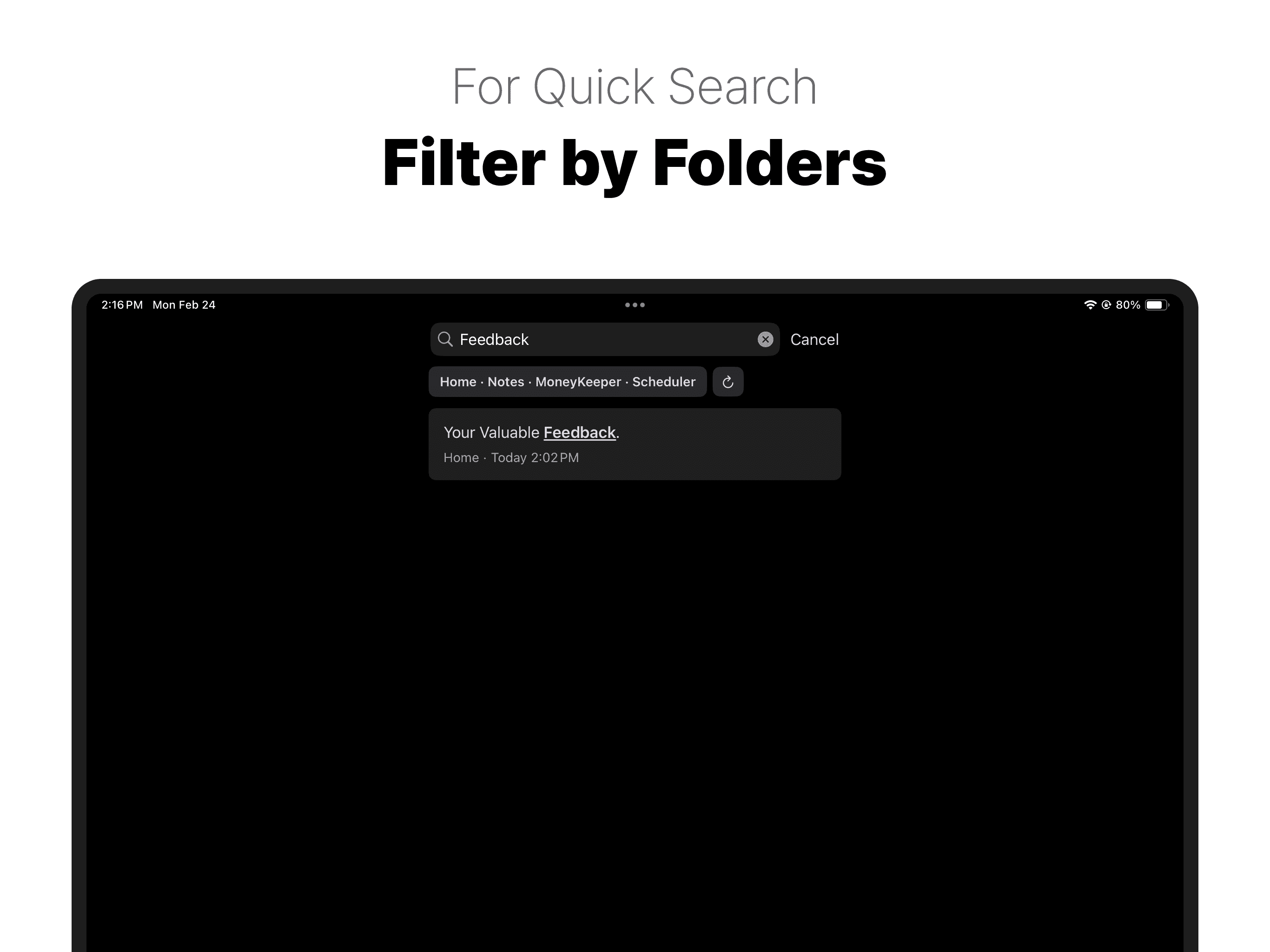 Folder-specific search for quick access