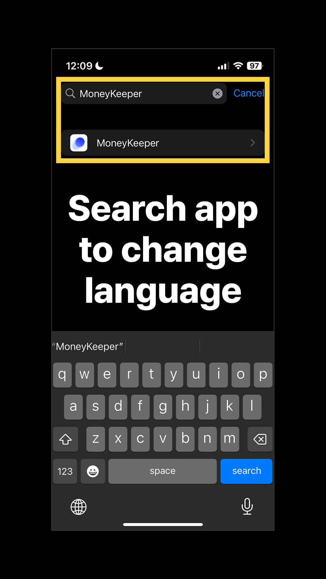 Search for the app you want to change the language for and select it.