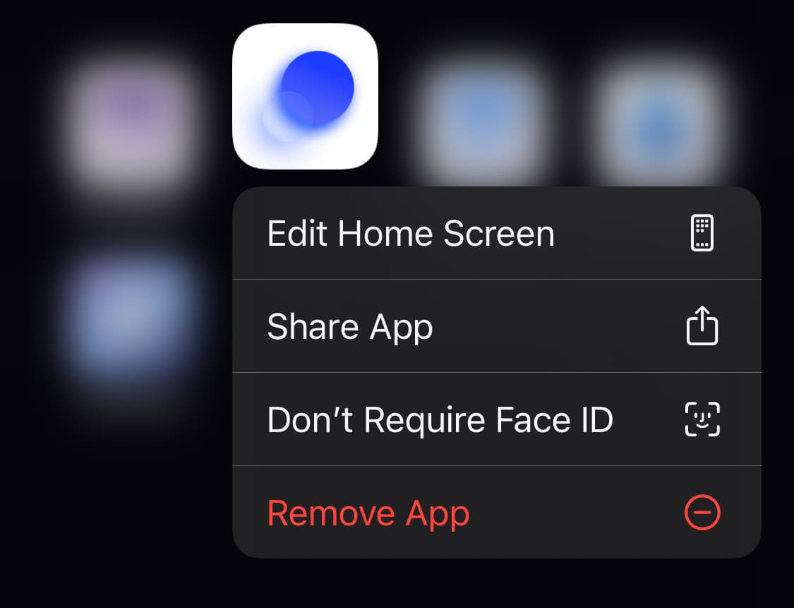 To disable the lock, long-press the app icon again and select "Don't Require Touch ID (Face ID)" just like you did to enable it.
