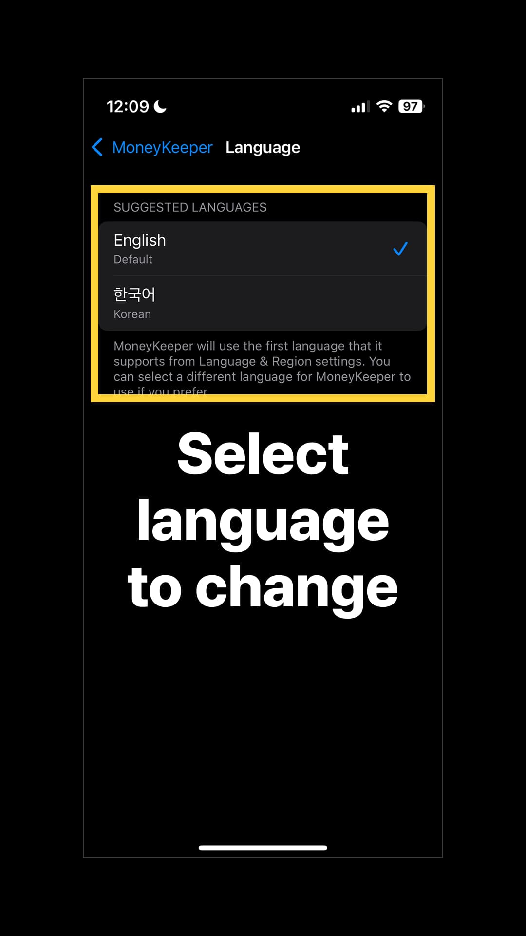 Select the language you want to use.