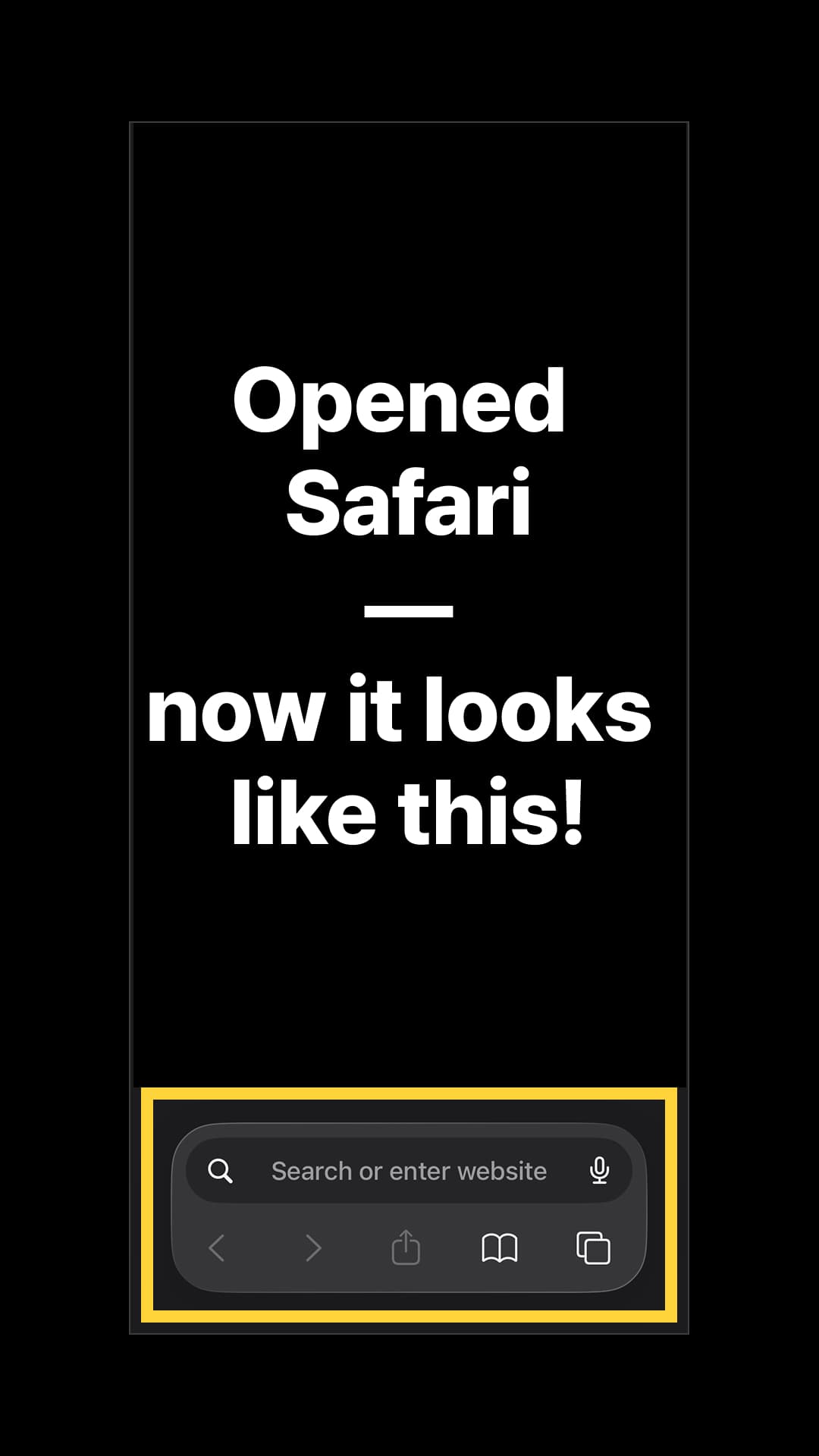 Now when you open Safari, the bottom bar will be back to the old layout.