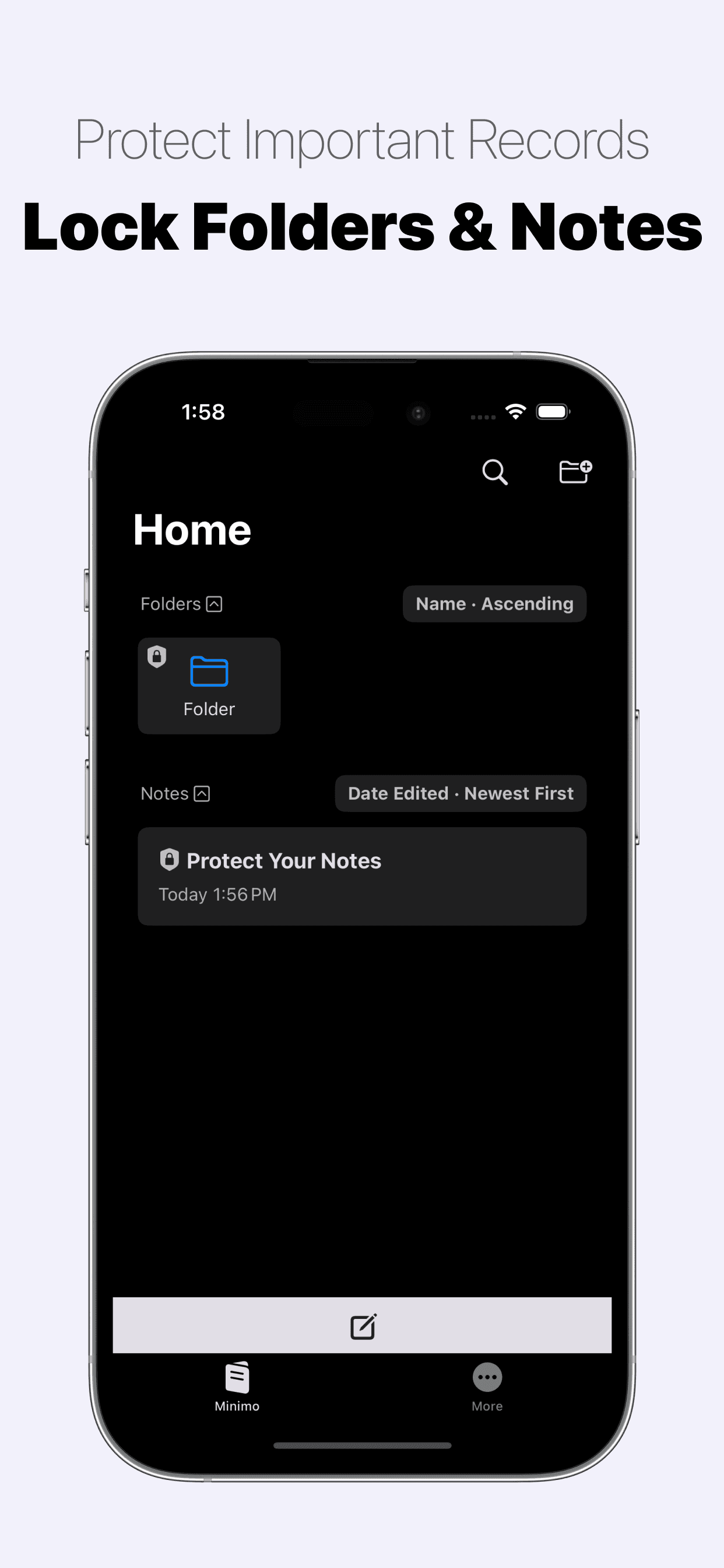 Protect Important Records. Lock Folders and Notes.