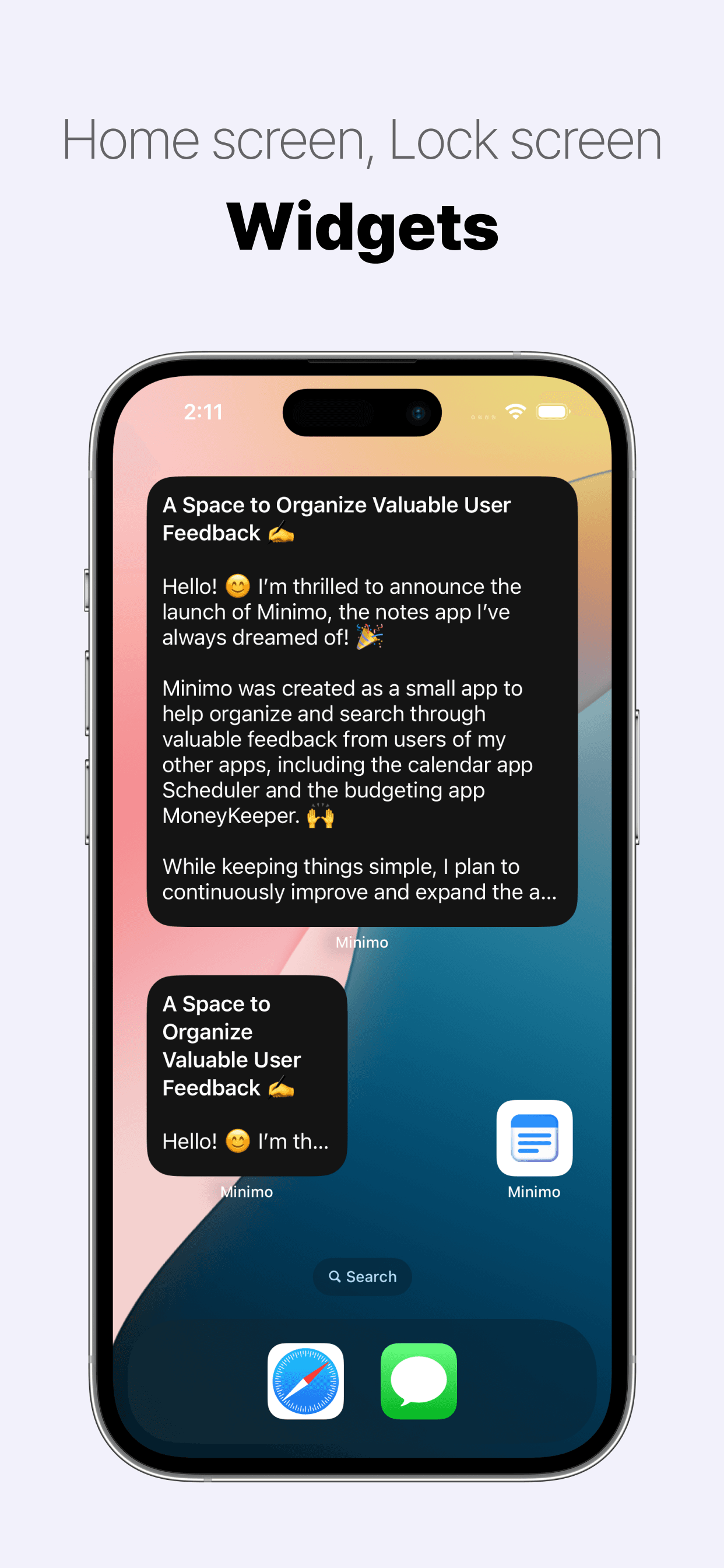 Home Screen · Lock Screen Notes Widget