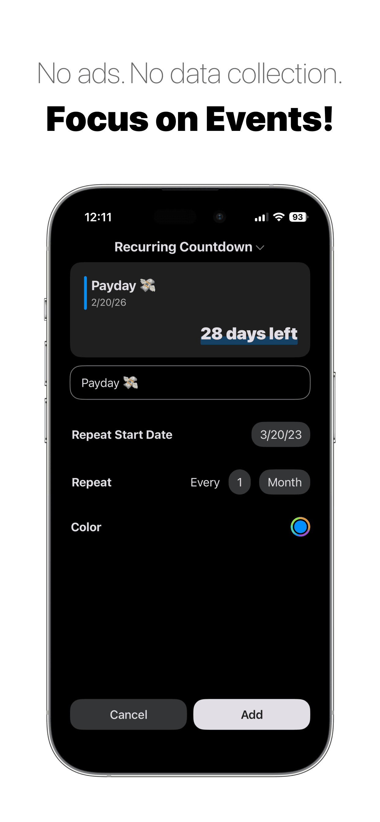 No Ads, No Data Collection – Just Focus on Your Special Days!