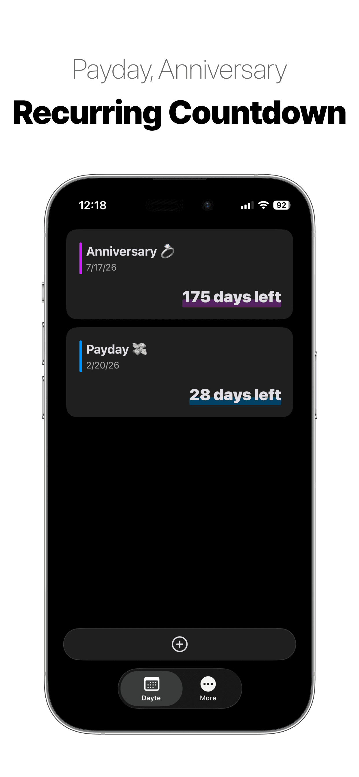 Paydays and Anniversaries: "Recurring Countdown"